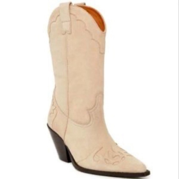 TORAL TALL COWBOY BOOTS SUEDE LEATHER HIGH TALL BOOTS WESTERN NEUTRAL BEIGE 38 - Picture 15 of 17